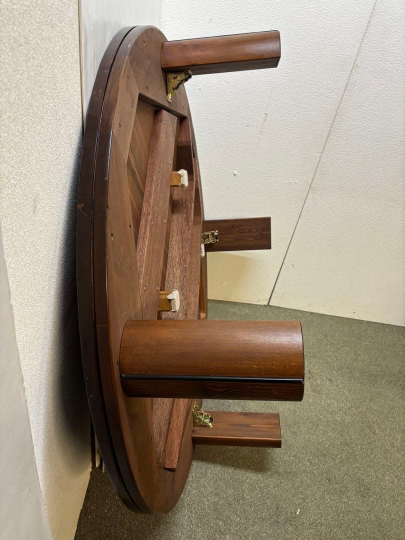 【リペア済み】　125折りたたみ丸テーブル　ちゃぶ台　丸座卓　円形ローテーブル