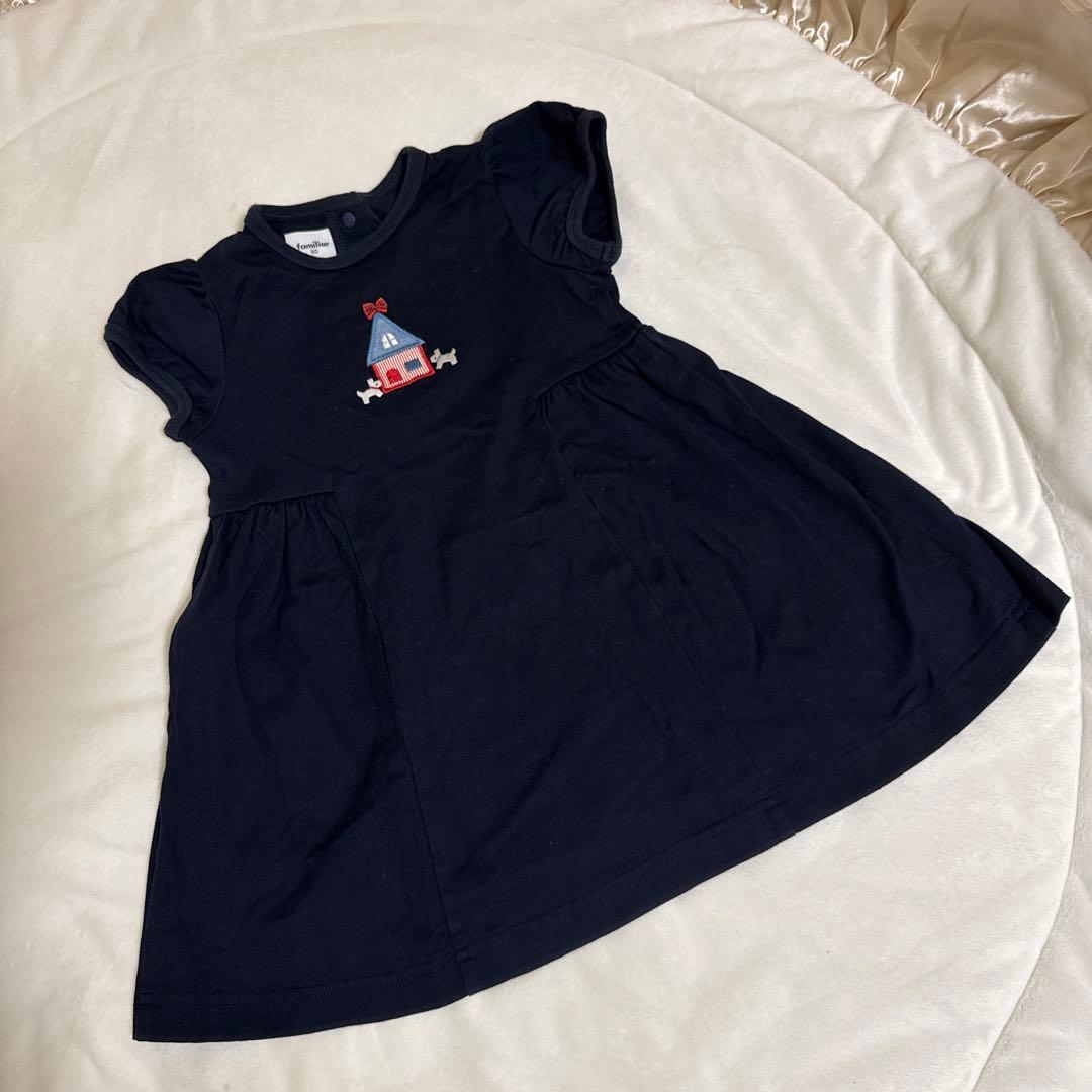 《新品未使用》familiar ワンピース 90 ネイビー ポケット付き