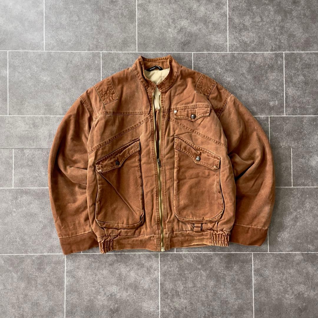 ポルトガル製 ヴィンテージ ワークジャケット ブラウン 鬼フェード 中綿 44