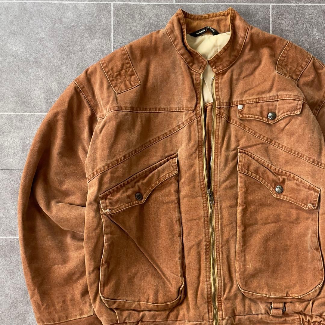 ポルトガル製 ヴィンテージ ワークジャケット ブラウン 鬼フェード 中綿 44