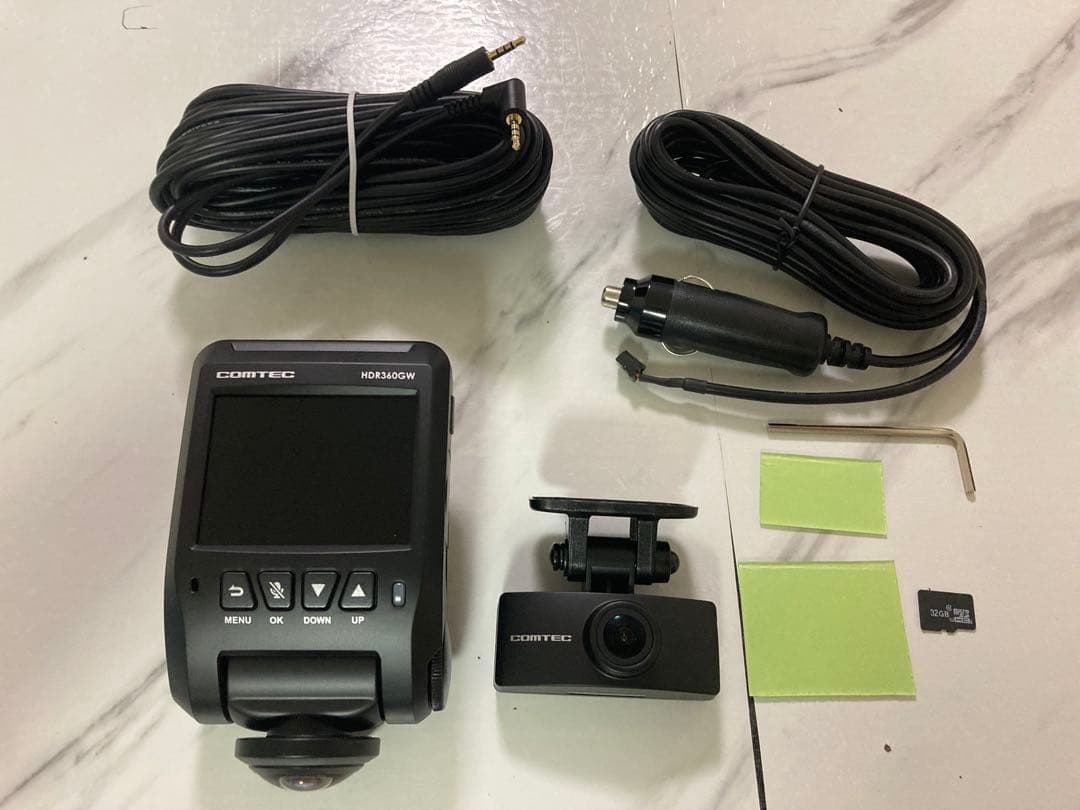 送料無料　コムテック HDR360GW 前後2カメラ　ドライブレコーダー360度