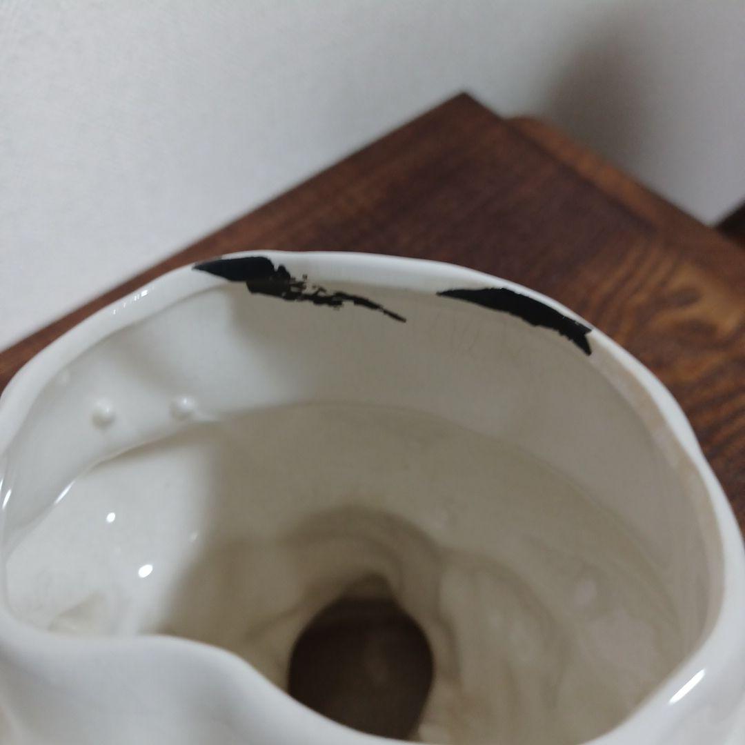 ビンテージ　レディヘッドベース　白い帽子を被った女性の陶器製の置物花瓶