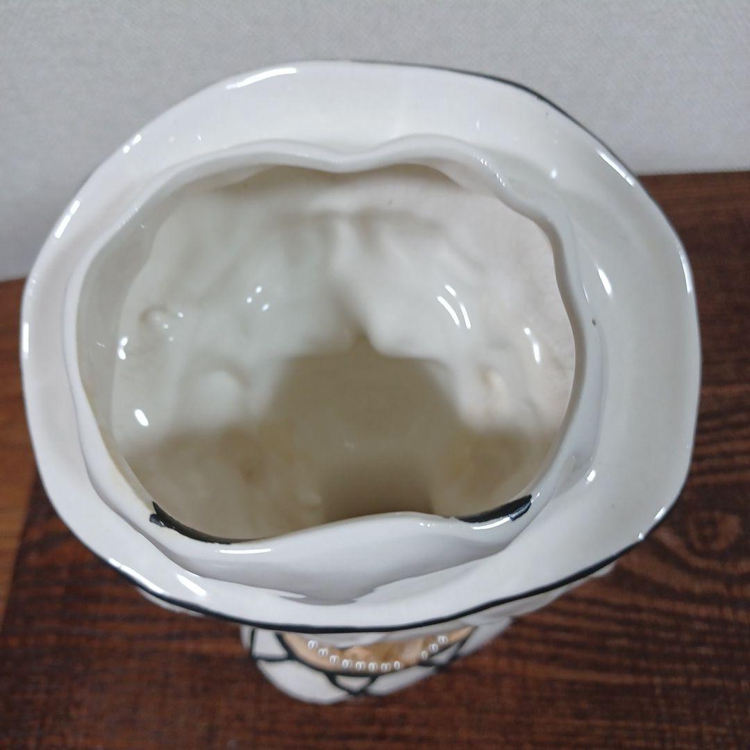 ビンテージ　レディヘッドベース　白い帽子を被った女性の陶器製の置物花瓶