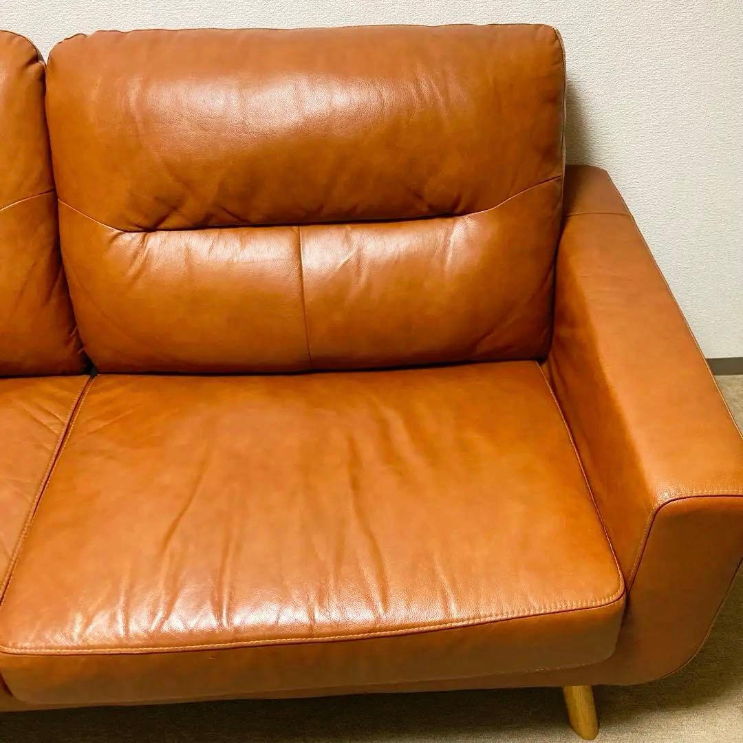 本革ブラウン3人掛けレザーソファ ニトリ