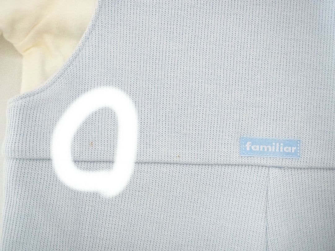 ファミリア サロペット ロンパース オーバーオール ベージュ ブルー 70