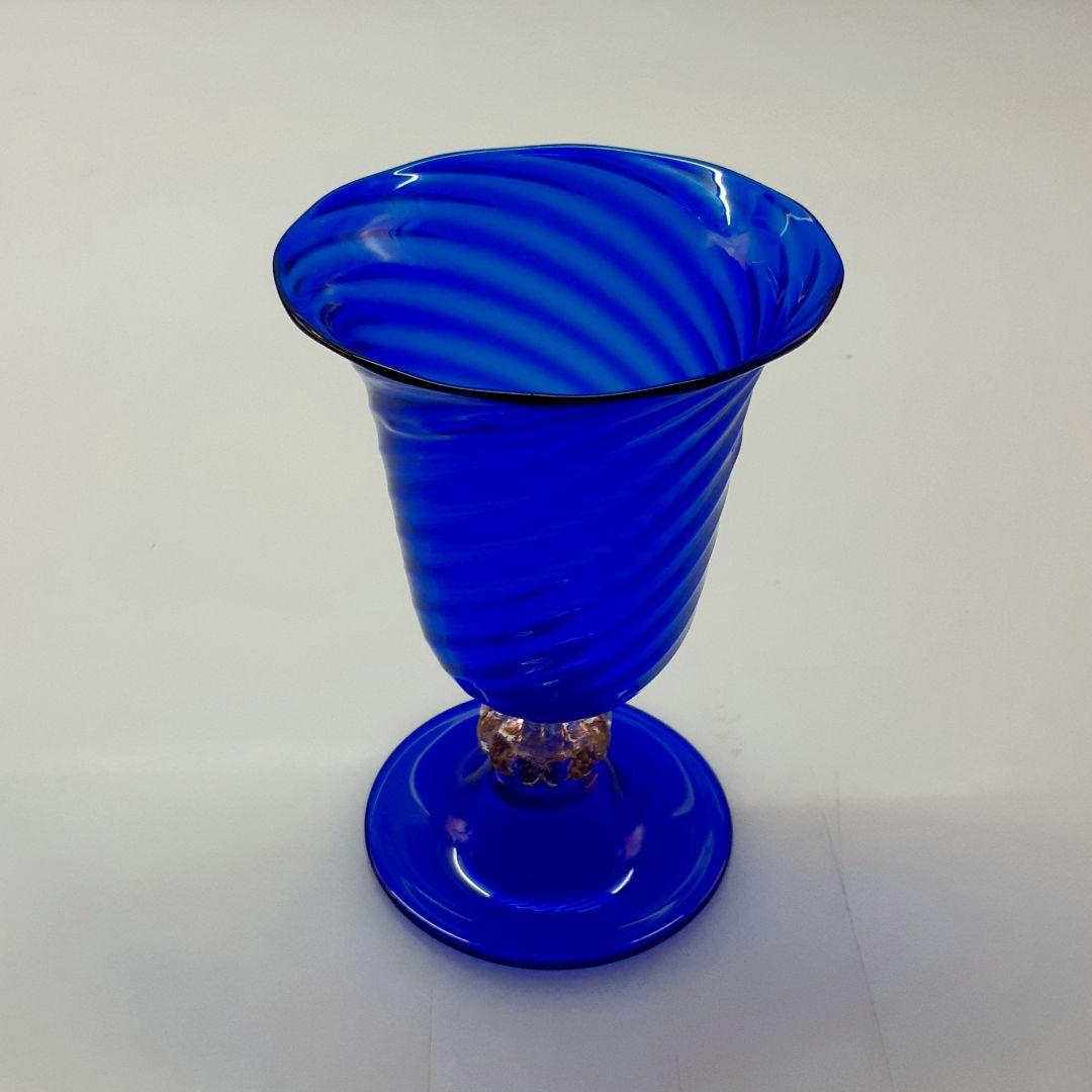 MURANO ムラノ 金彩 ブルー ゴブレット グラス
