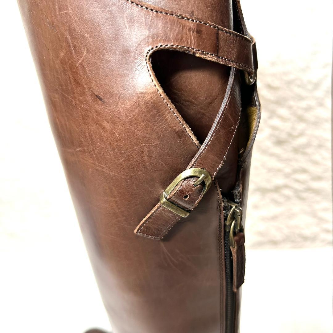 SARTORE　サルトル　乗馬ブーツ　ブラウン　プレーントゥ　23.5 イタリア
