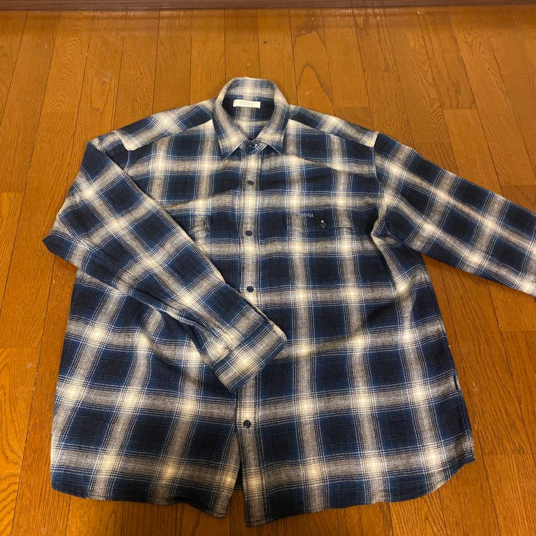 RADIALL ネイビー ホワイトチェック 長袖シャツ