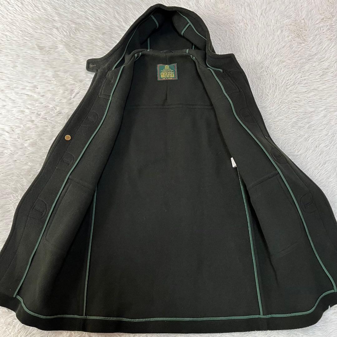 【美品】希少　グレンフェル　ヘリンボーン　ウール　ロング　ダッフルコート