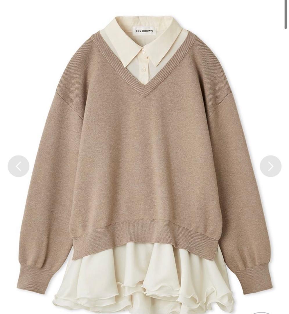 LILY BROWN リリーブラウン シャツドッキングフリルミニワンピース