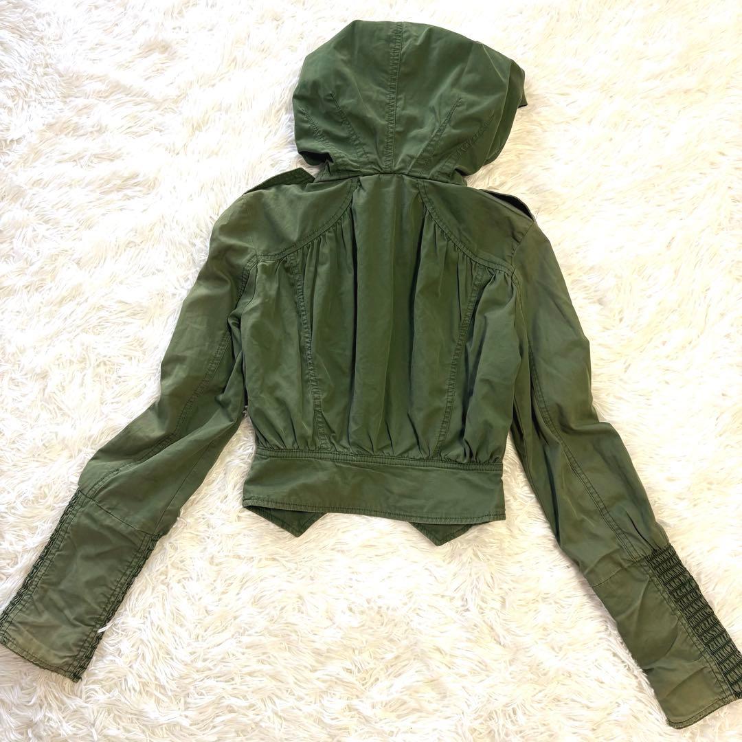 良品✨Y2K ディーゼル ショート丈 フードパーカー カーキ ジャケット