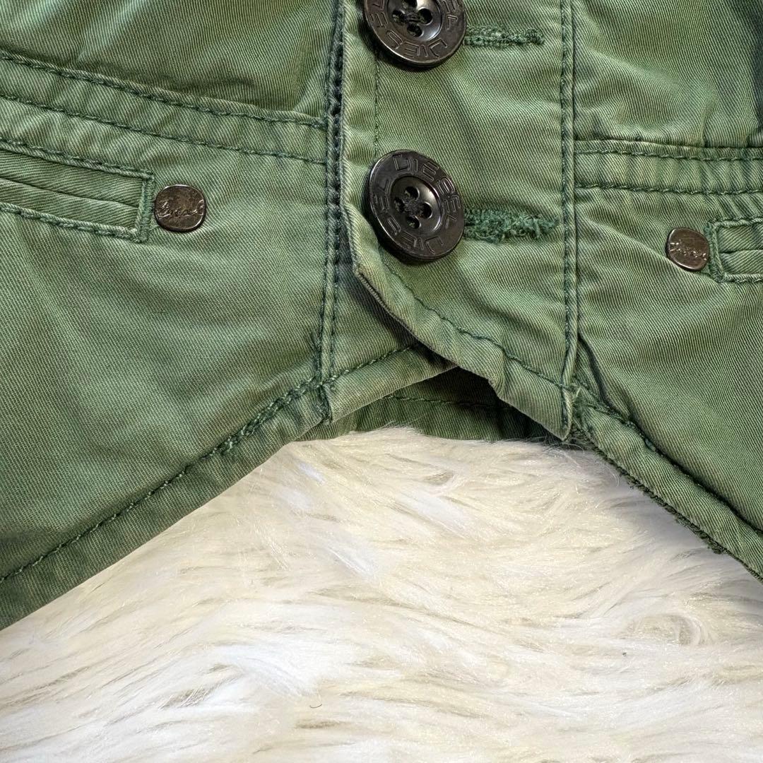 良品✨Y2K ディーゼル ショート丈 フードパーカー カーキ ジャケット