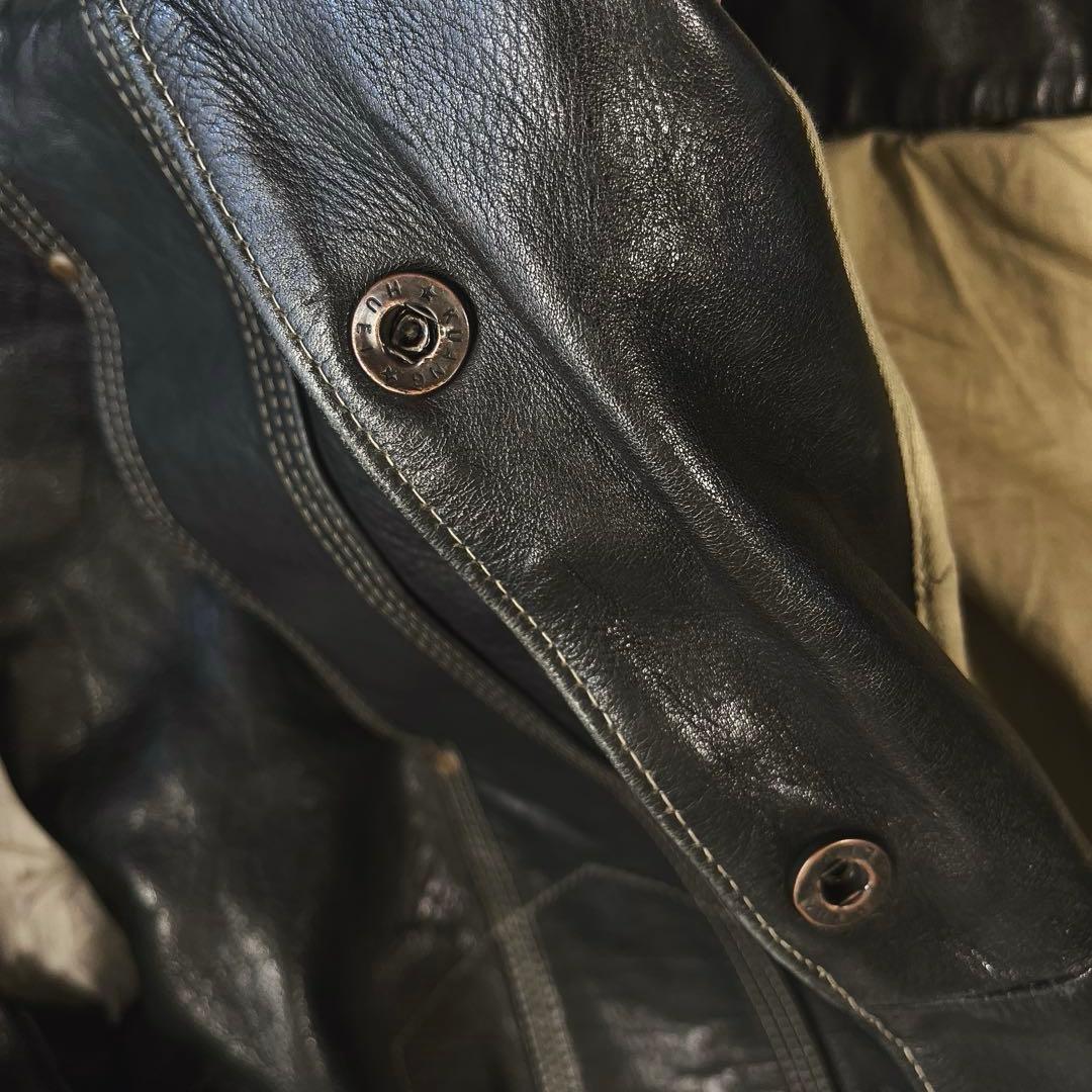 格安✨レザー　トラッカージャケット　ブラック XXLサイズ 革ジャン ライダース