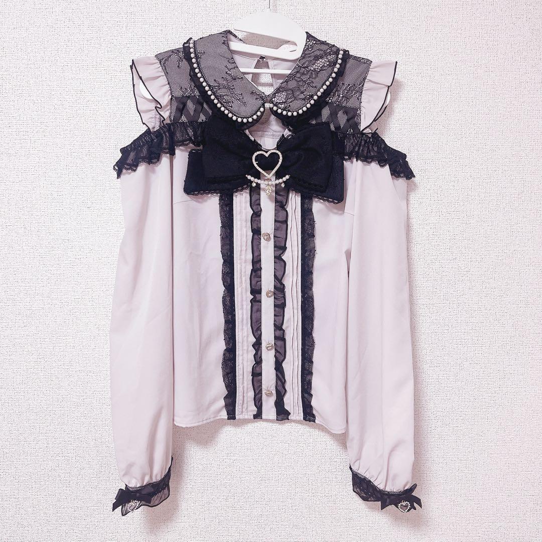 LIZLISA BIGリボンオープンショルダーブラウス