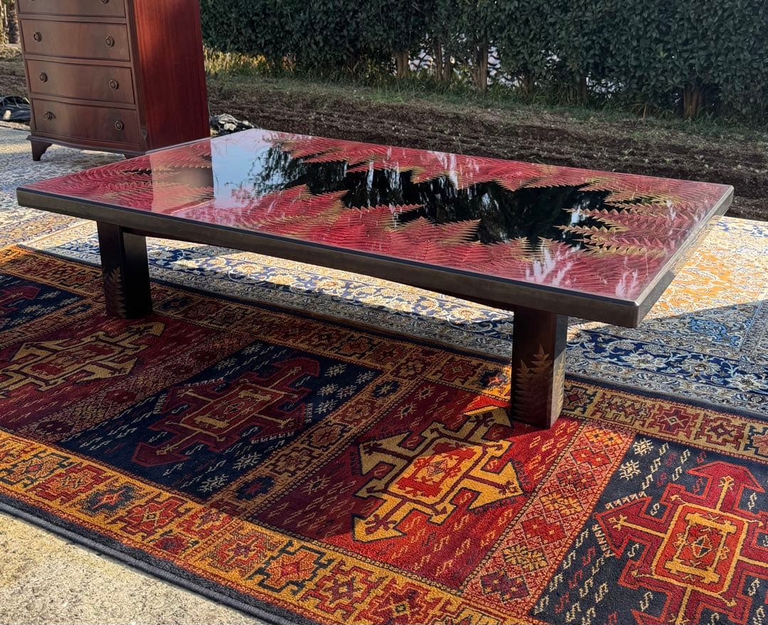 輪島塗 蒔絵 座敷机 漆芸 伝統工芸 シダ文様