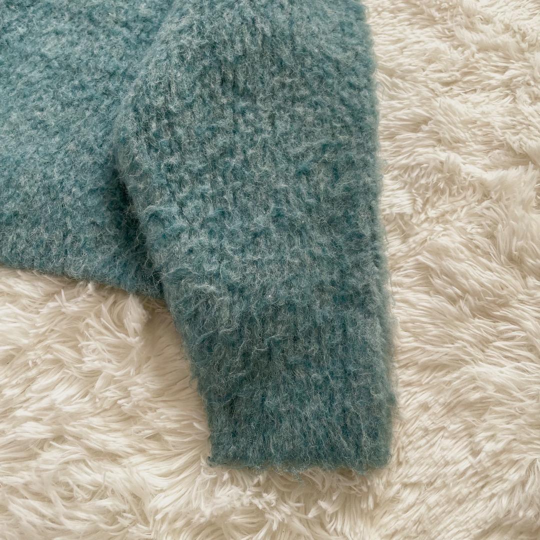 2023AW Whim Gazette ニット Vネック プルオーバー ブルー