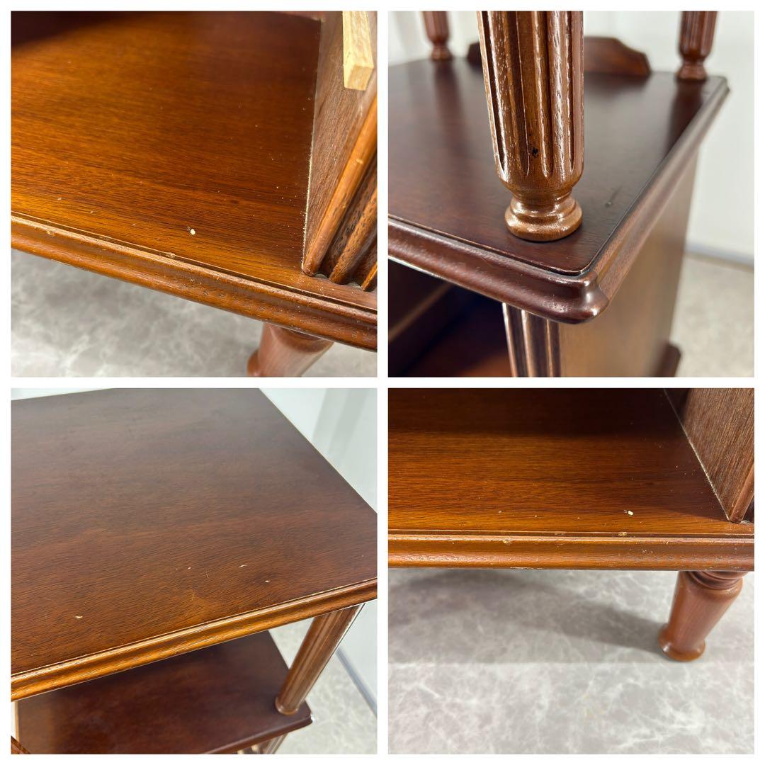 送料込み【木製電話台 サイドテーブル3段引き出し付き 高さ 約85.5cm】