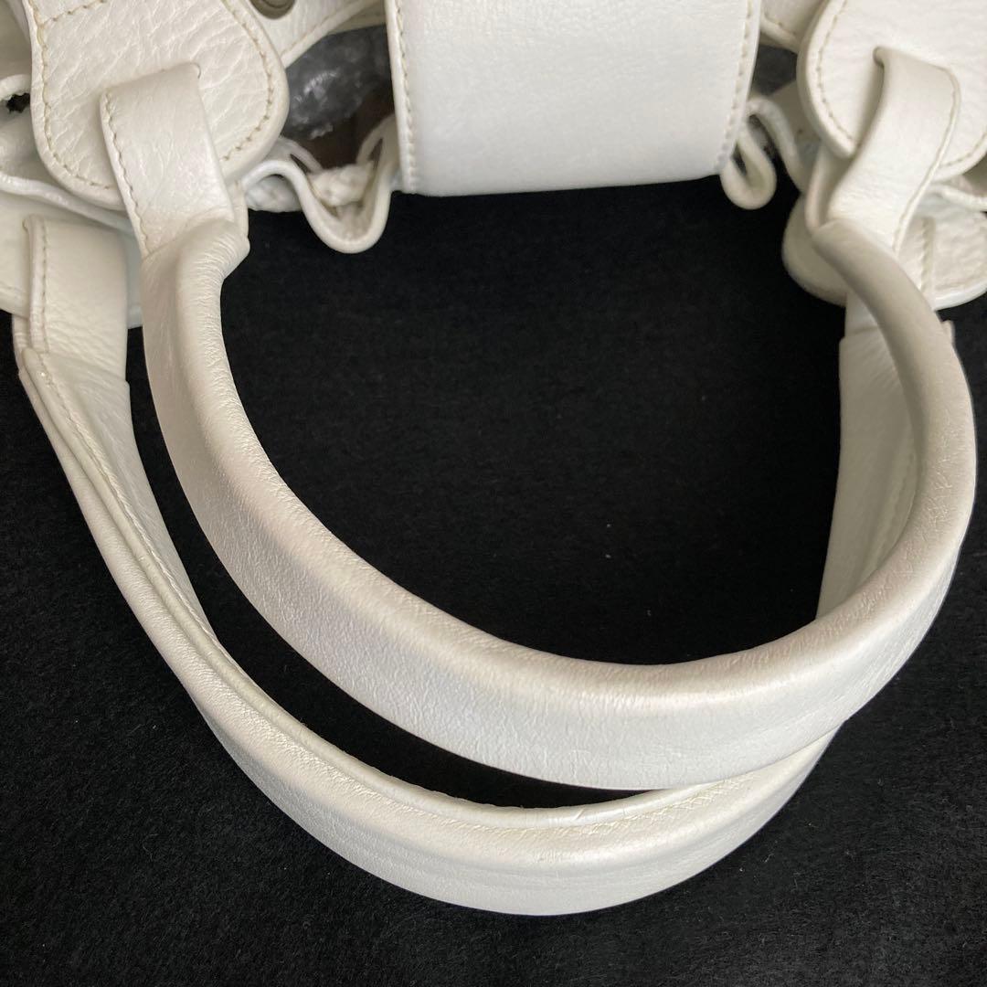 未使用に近い　マルベリー　トートバッグ　グレインレザー　ターンロック　ホワイト