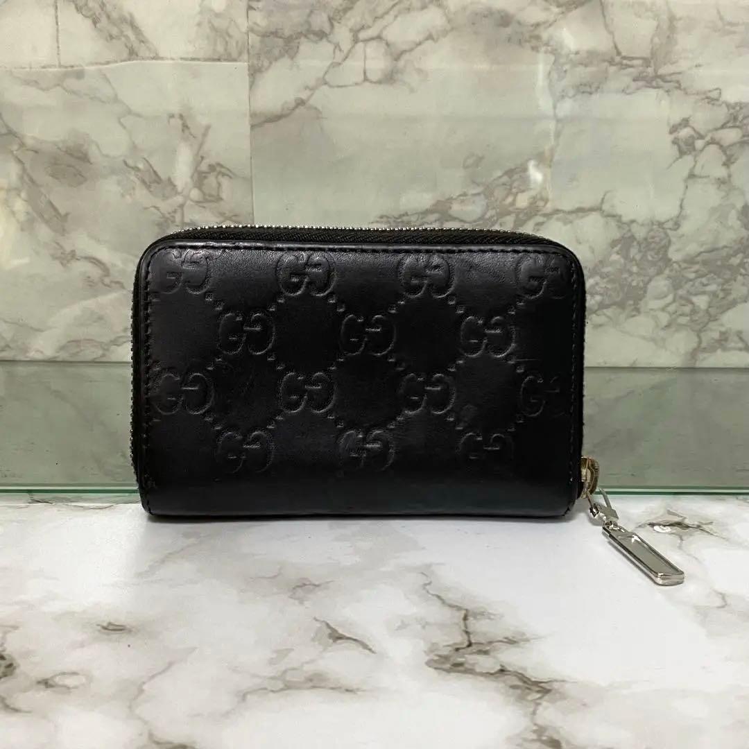 GUCCI グッチ ケース 小銭入れ GG レザー 本革 ブラック 黒