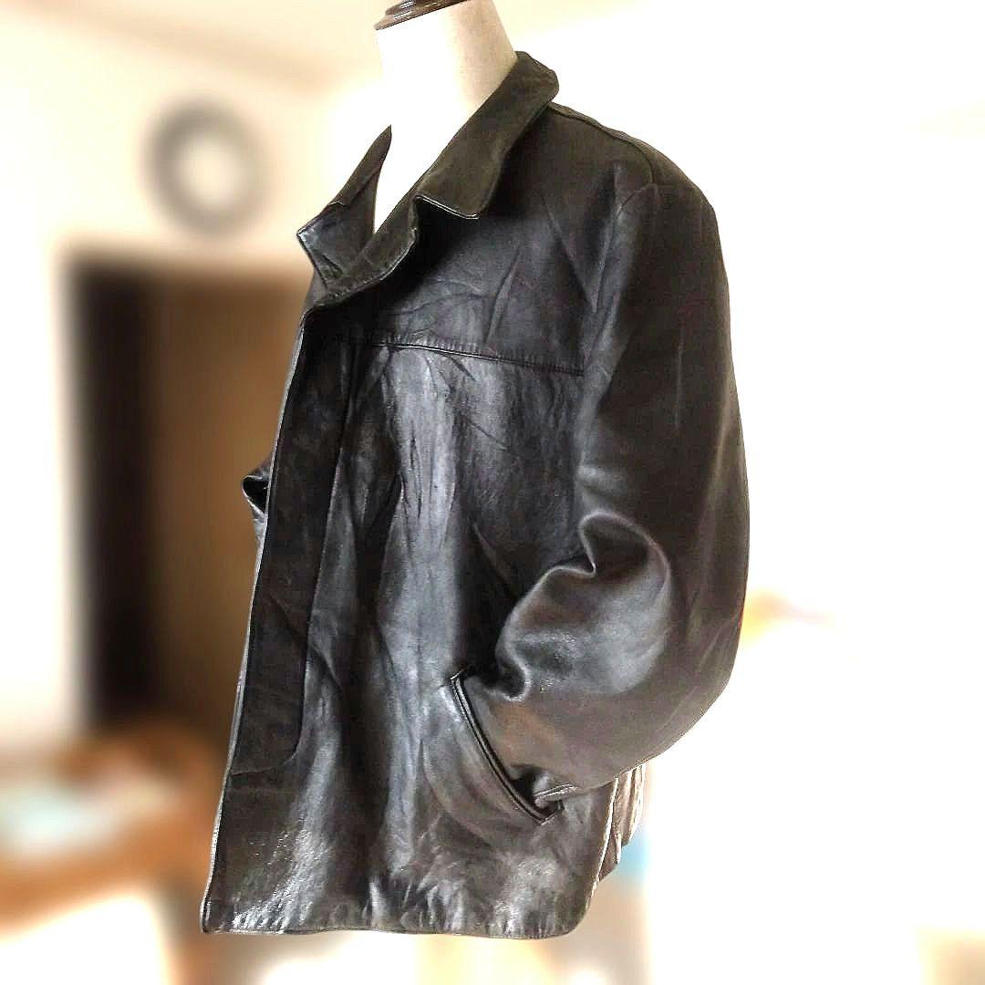 60 Vintage フランス レザージャケット カーコート トラッカージャック