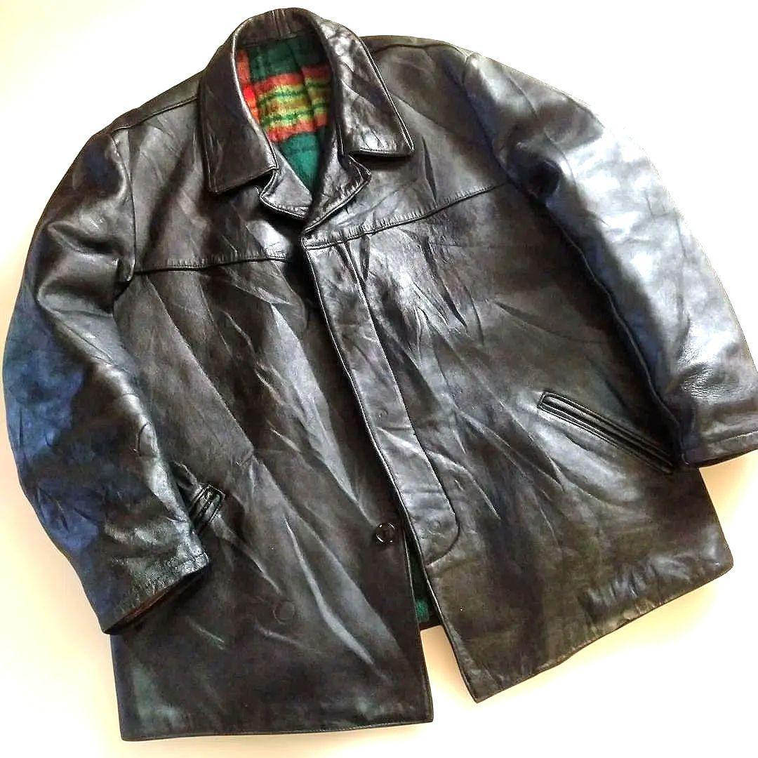 60 Vintage フランス レザージャケット カーコート トラッカージャック