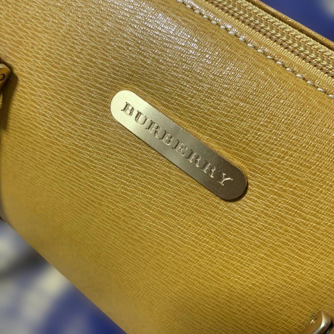 Burberryバーバリー/ノバチェック本革ドラムバッグ/ハンドバッグ/イエロー