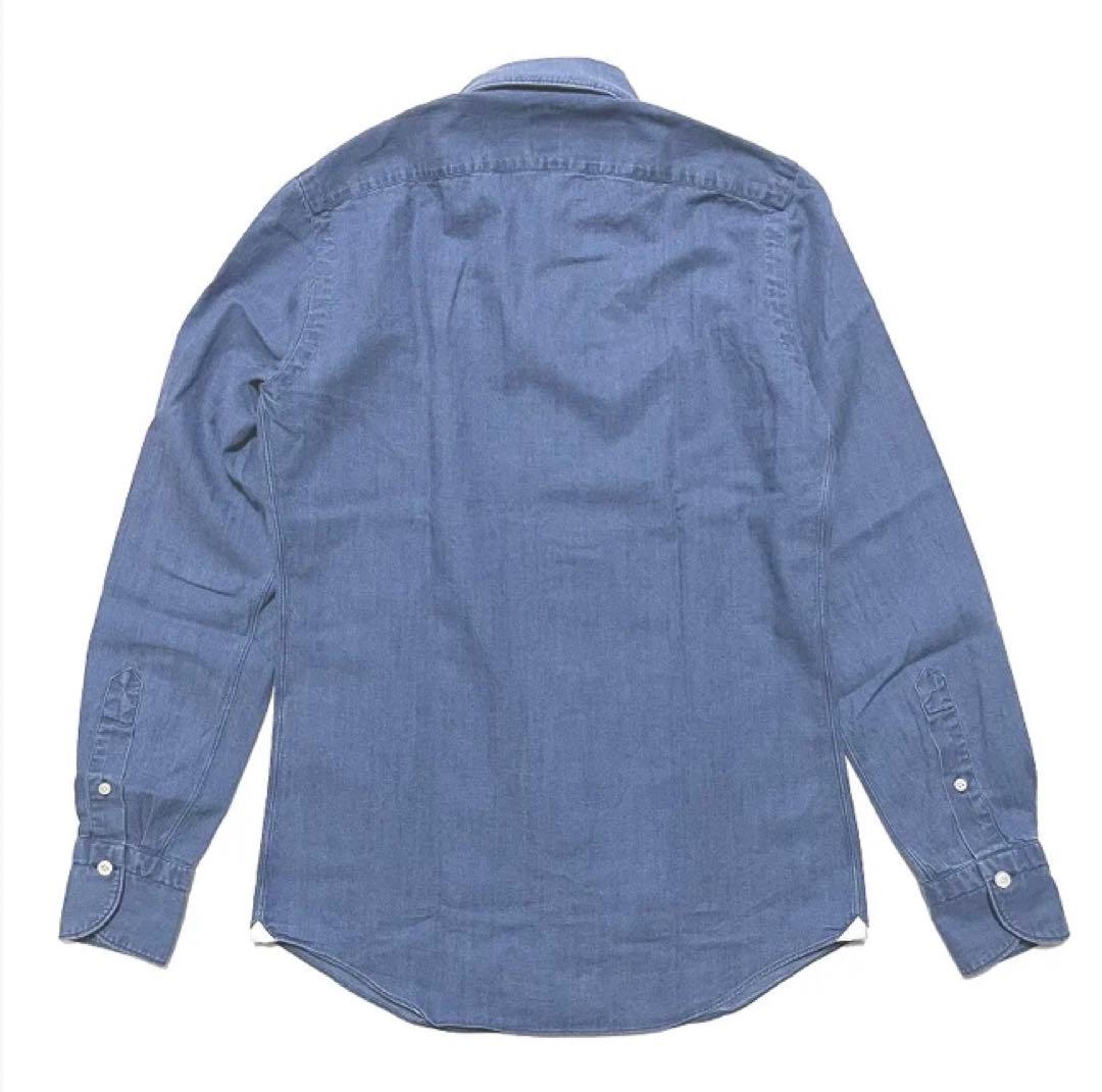新作 フィナモレ MANUEL ワンピースカラー インディゴ デニムシャツ