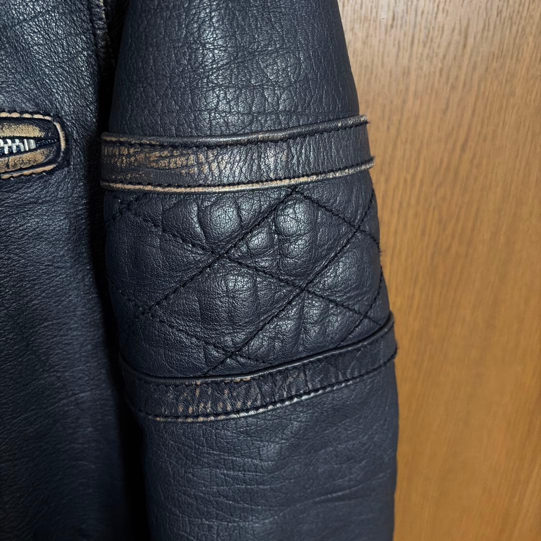 JOHN'S ネイビー シングルライダースジャケット