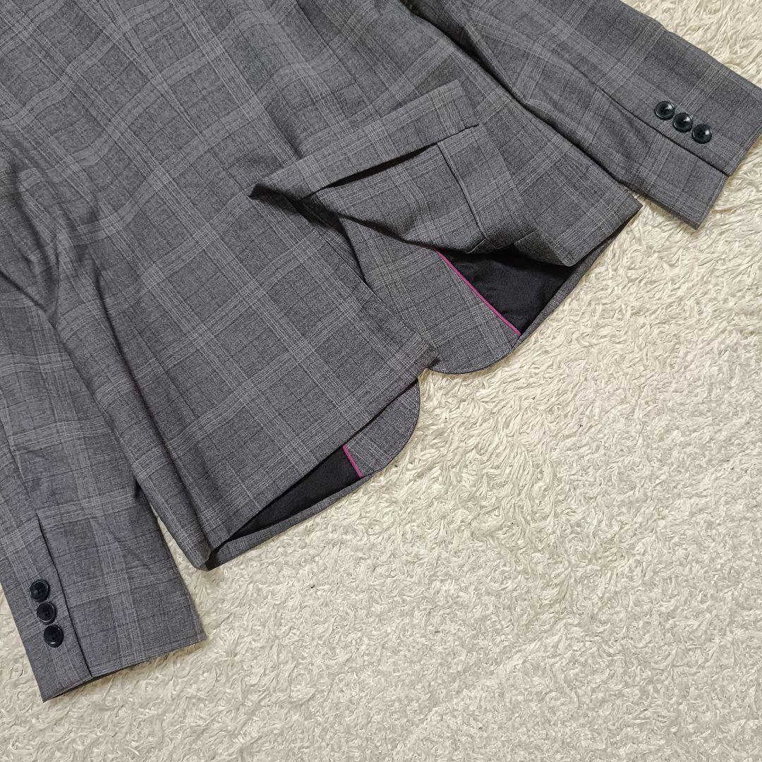 美品＊HILTON ヒルトン チェック パンツスーツ ストレッチ イタリア製生地