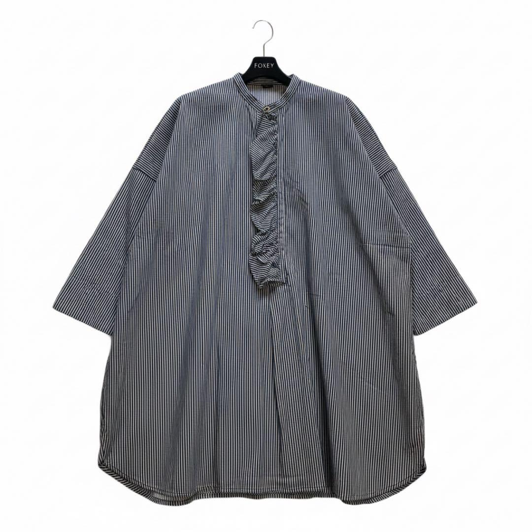 美品✨45R ONEONE いろいろデニムのプルフリルチュニック インディゴ