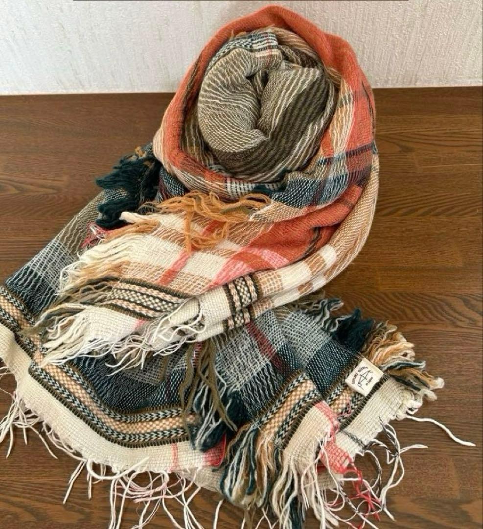 tamaki niime ウール混ショール ジャガード模様BIG