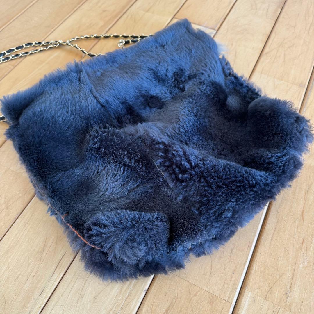 美品❗️羊革シープスキン　ボア　チェーンショルダーバッグ　リバーシブル可