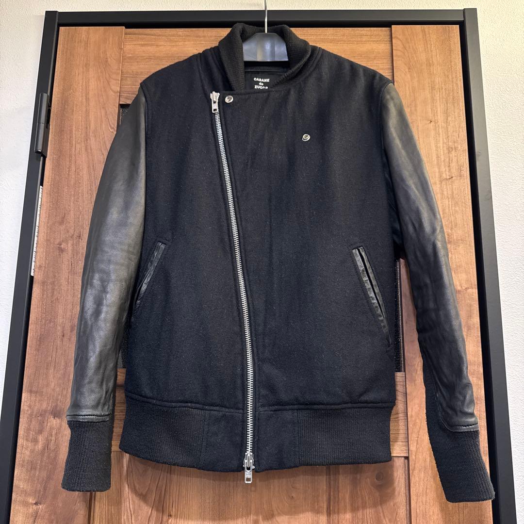 ズッカ　CABANE de ZUCCa　ブラック ウールレザージャケット