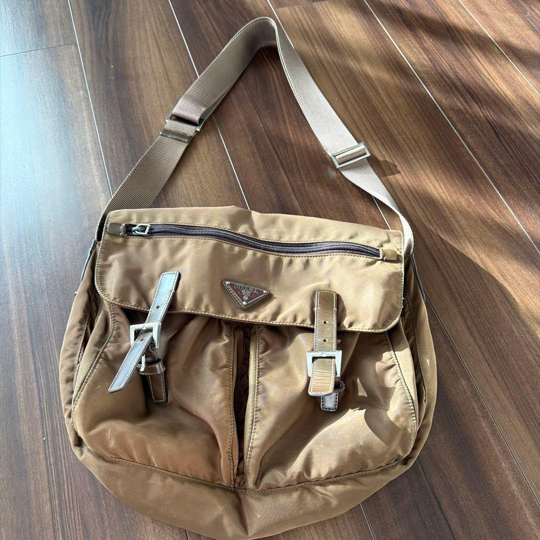 最終金額　PRADA ブラウン ショルダーバッグ　バッグ　ナイロン