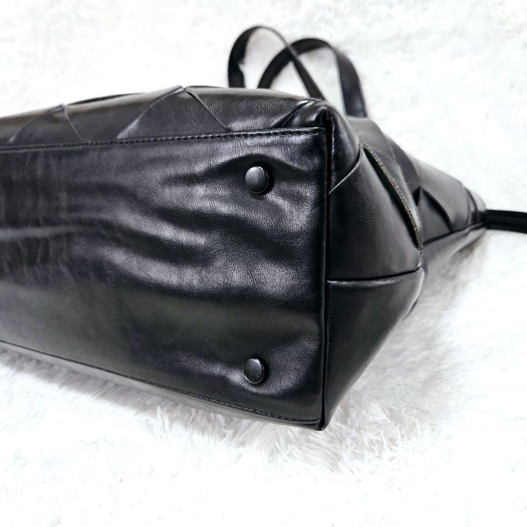 SAMANTHA KINGZ サマンサキングス レザートートバッグ 編み込み 黒