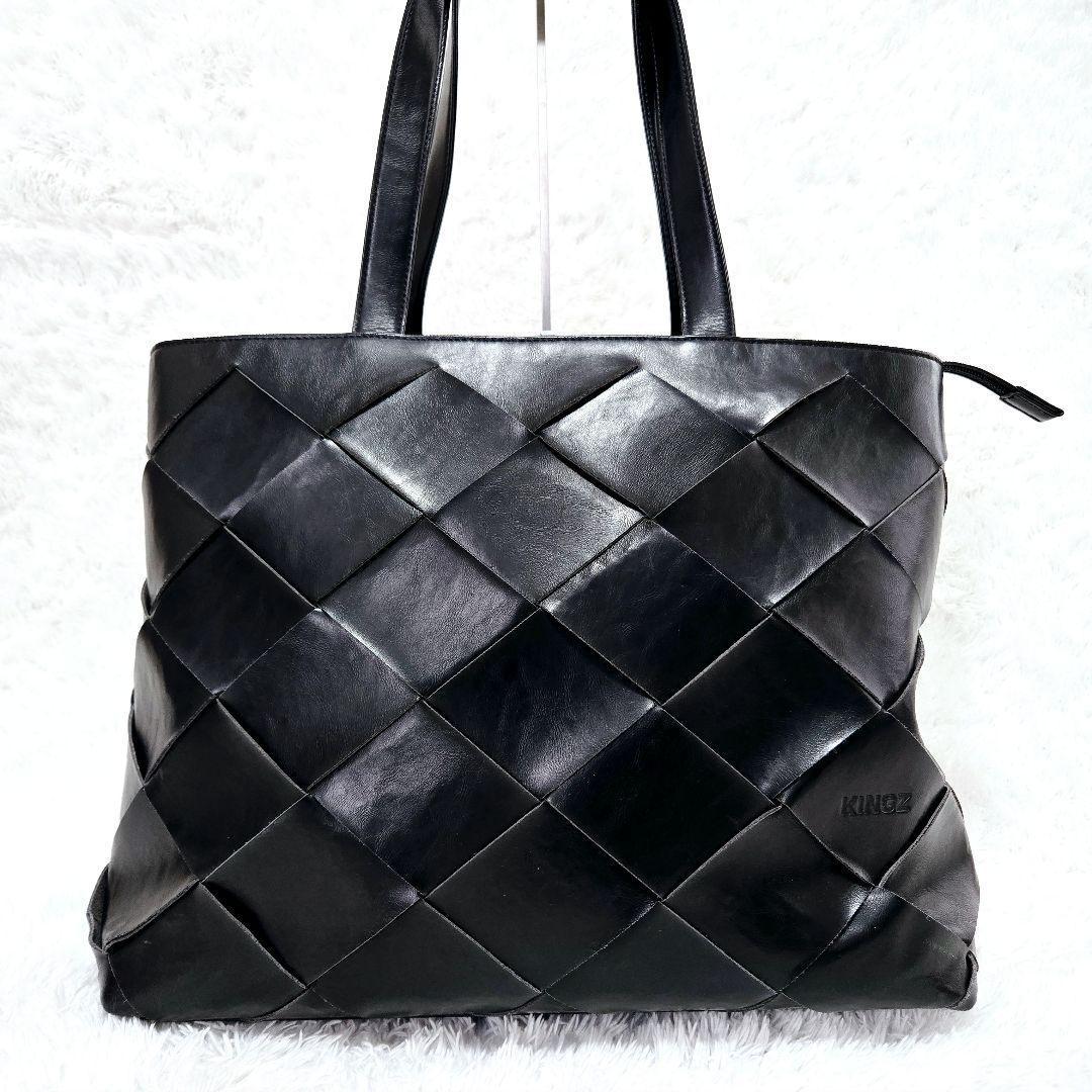 SAMANTHA KINGZ サマンサキングス レザートートバッグ 編み込み 黒