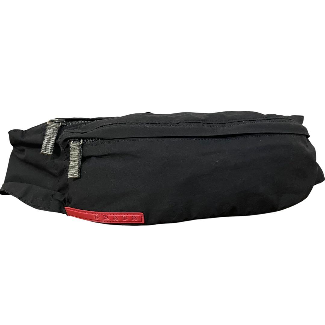 プラダスポーツ　ウエストポーチ　4VA107 ナイロン　黒　ロゴプレート