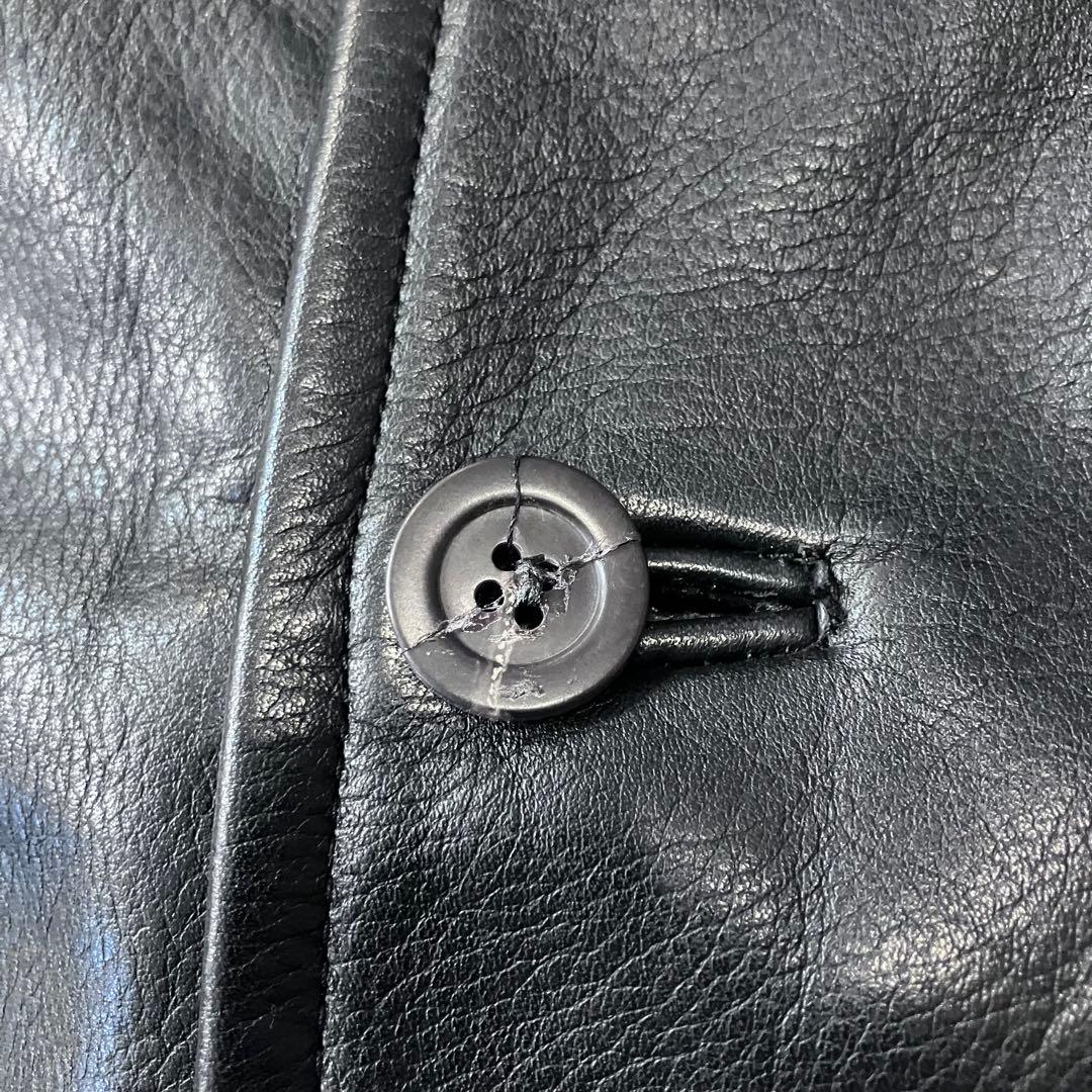 J.CREW 90s レザーカーコート　ボタンダウン　100%本革　ヴィンテージ