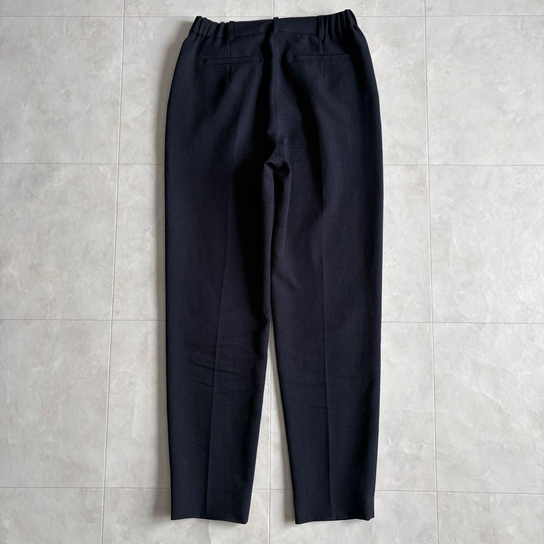 NATURAL BEAUTY BASIC ノーカラーパンツスーツ 紺 S/XS