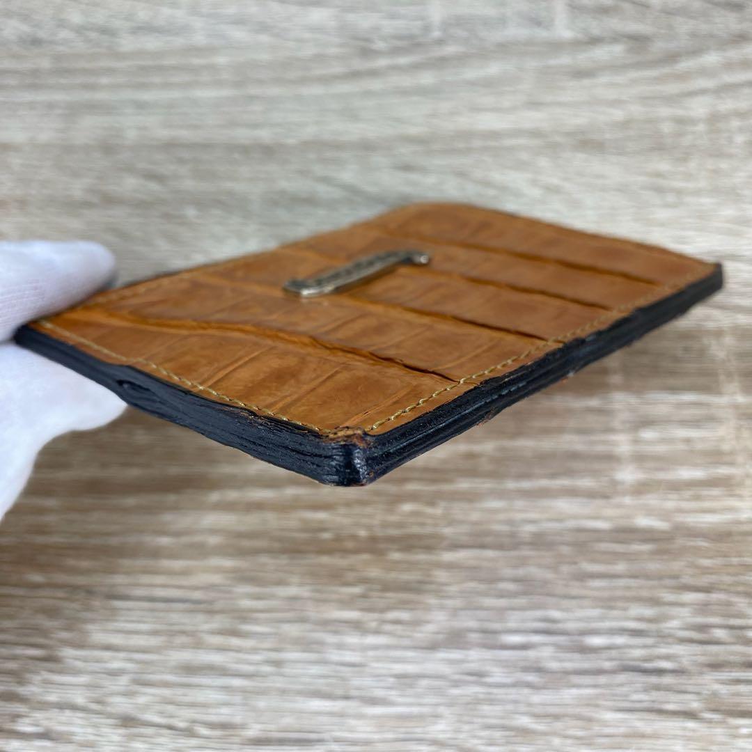 ビルウォールレザー　ケース ラウンドジップレザー クロコ　オレンジ