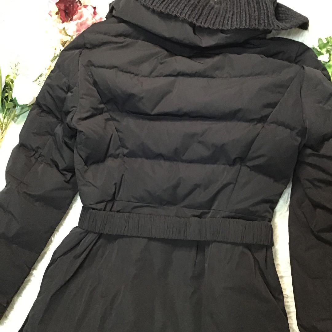 美品【Max&Co】 ダウンジャケット 黒 フード取り外し ベルト M～L相当