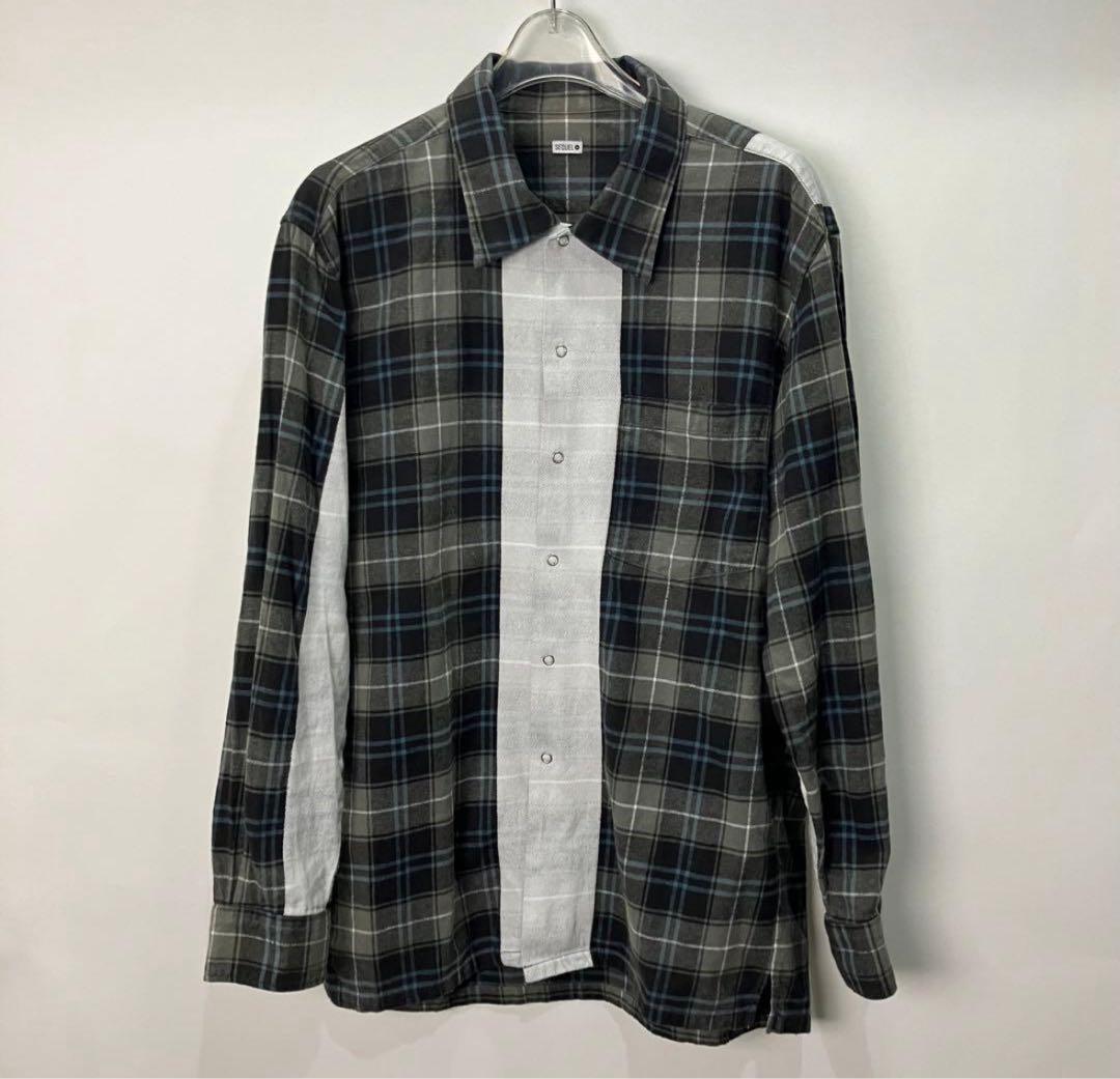 SEQUEL 21AW 切り替えチェックシャツL