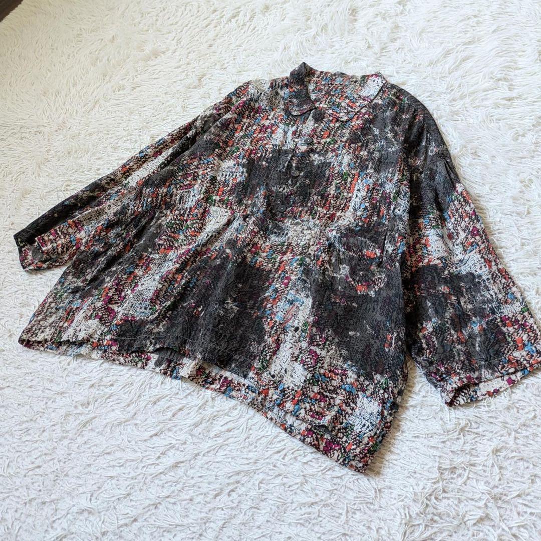 宝島染工　SIWA プルオーバーシャツ　Blink 草木　墨　斑染　Free