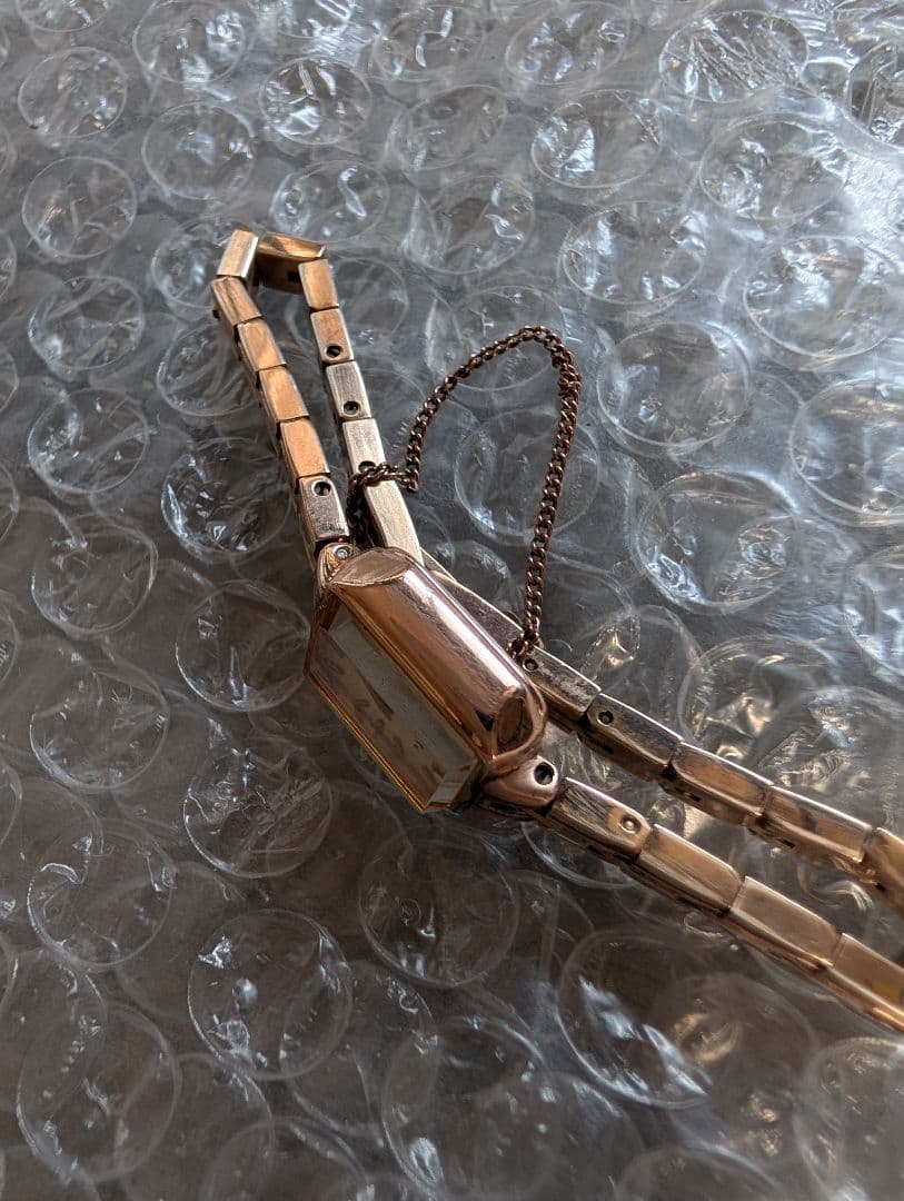 agete アガットK18GP ジュエリーローズゴールド スクエア 腕時計