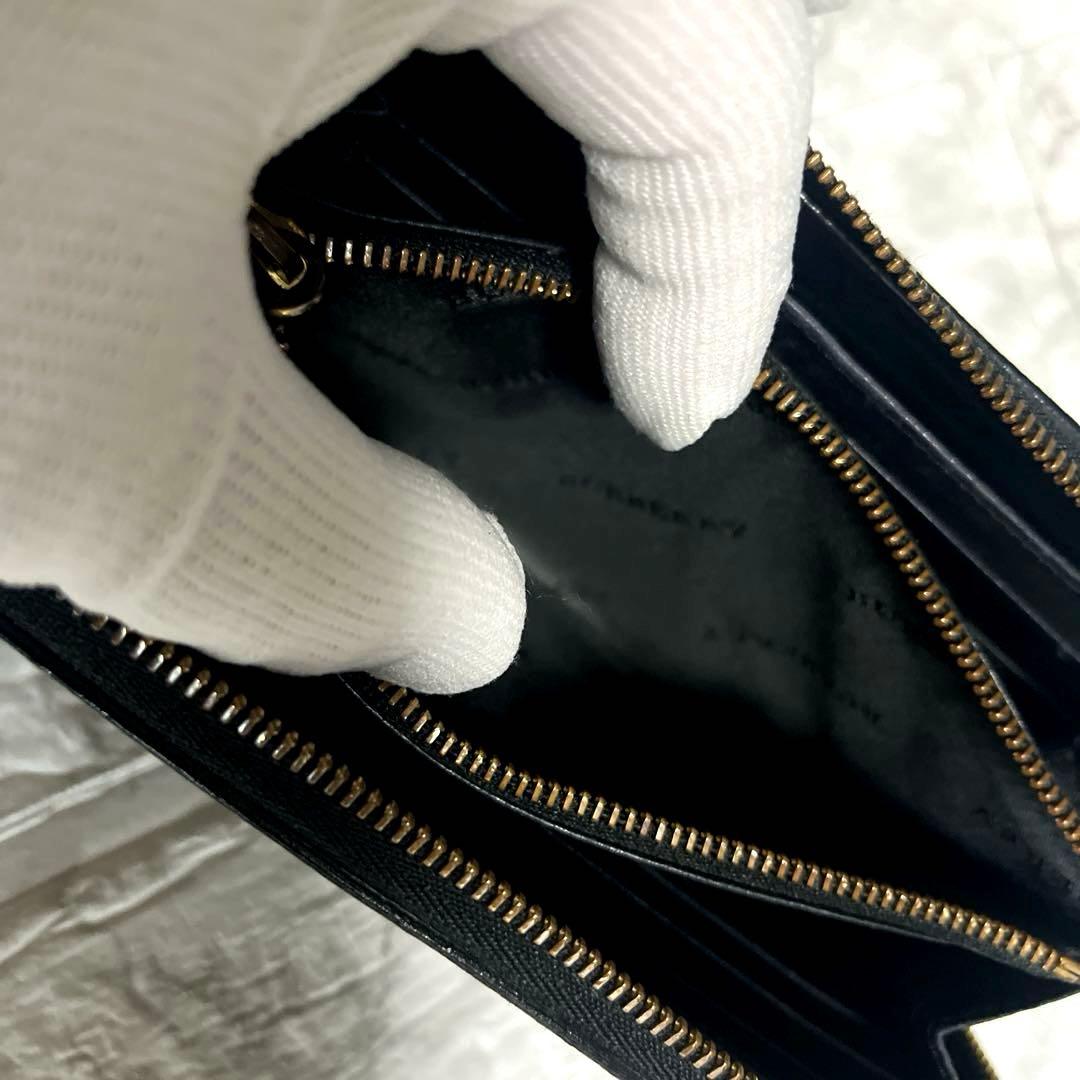 極美品BURBERRY ラウンドファスナー長財布　高級感あるオールレザー