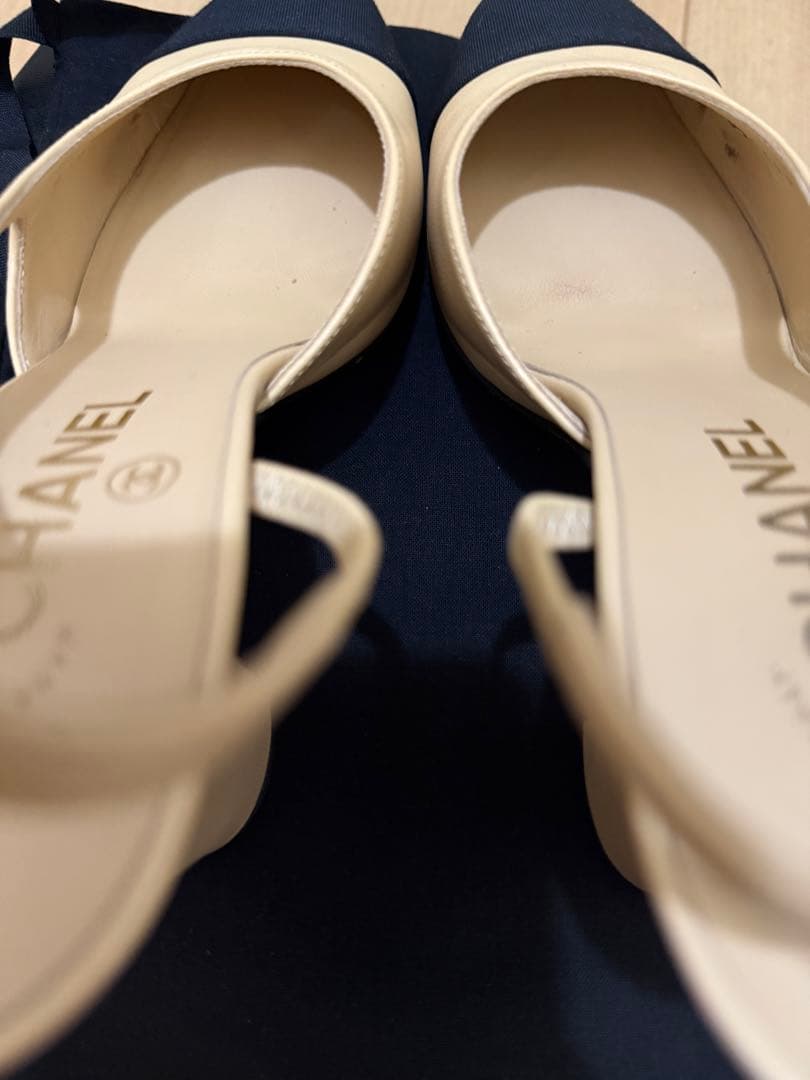 シャネル スリングバック ミュール パンプス バイカラー 36.5サイズ