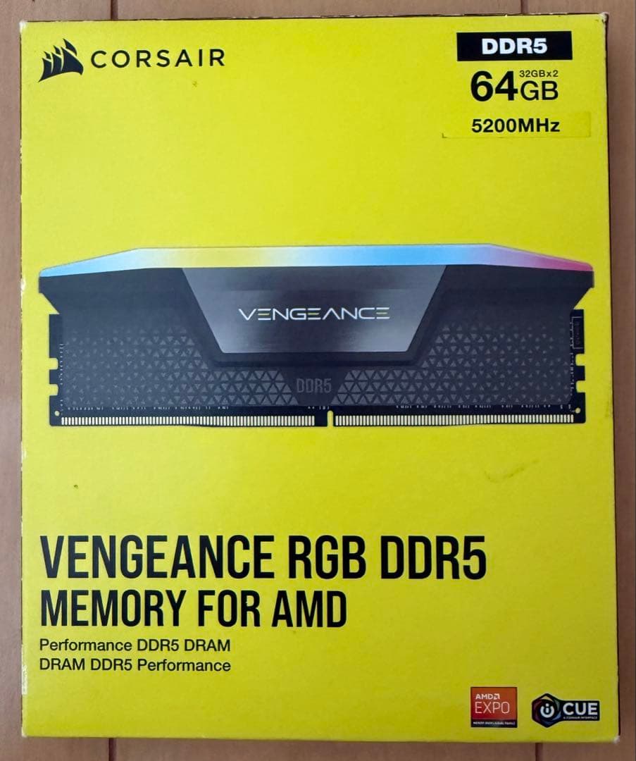 メモリー CORSAIR VENGEANCE RGB DDR5 64GB 5200MHz