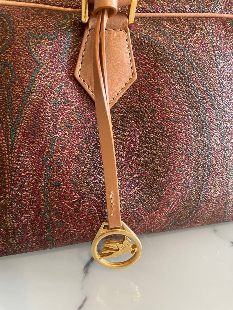 【極美品】ETRO ペイズリー ミニボストンハンドバック　鍵付き