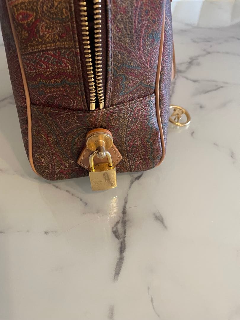 【極美品】ETRO ペイズリー ミニボストンハンドバック　鍵付き