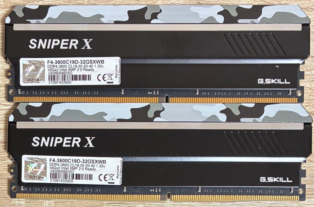 【中古】DDR4-3600 32GB(16GB×2枚) G.SKILL